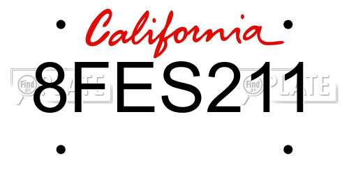 8FES211 California License Plate