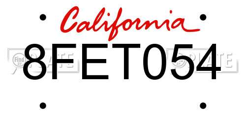 8FET054 California License Plate