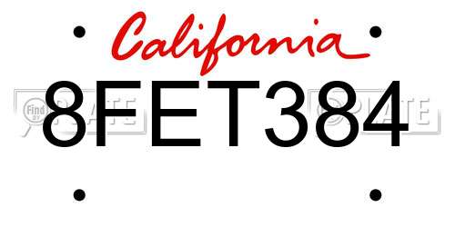 8FET384 California License Plate