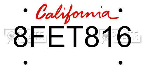 8FET816 California License Plate
