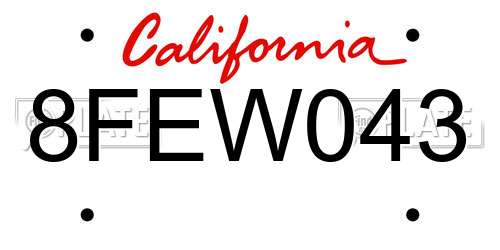 8FEW043 California License Plate