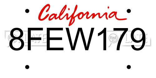 8FEW179 California License Plate