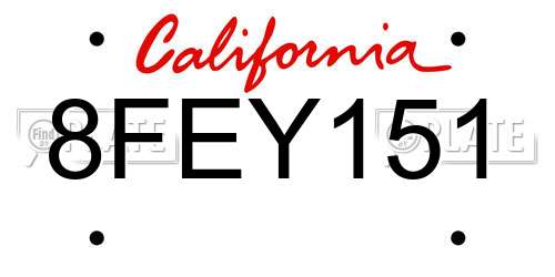 8FEY151 California License Plate