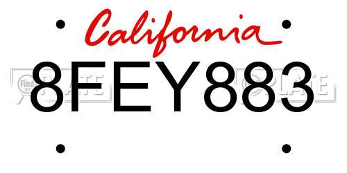 8FEY883 California License Plate