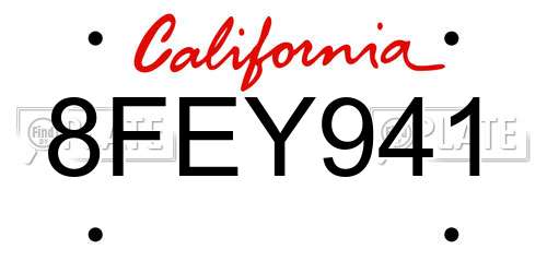 8FEY941 California License Plate