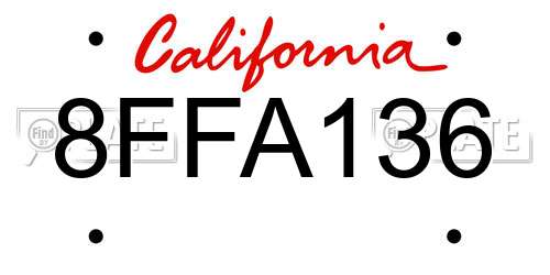 8FFA136 California License Plate