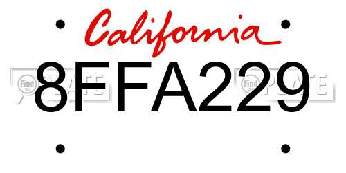 8FFA229 California License Plate