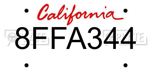 8FFA344 California License Plate
