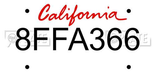 8FFA366 California License Plate