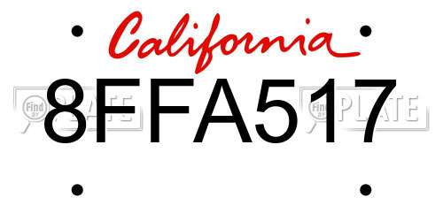 8FFA517 California License Plate