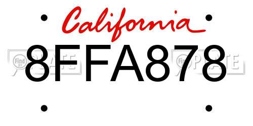 8FFA878 California License Plate