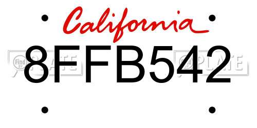 8FFB542 California License Plate