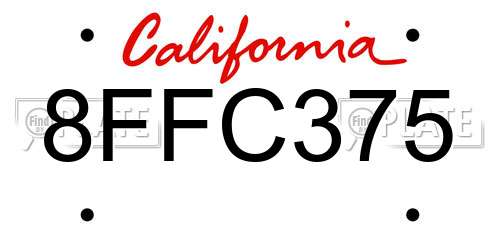 8FFC375 California License Plate