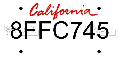 8FFC745 California License Plate