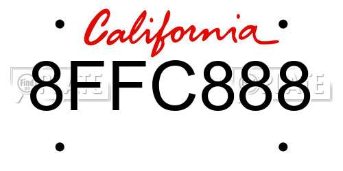 8FFC888 California License Plate