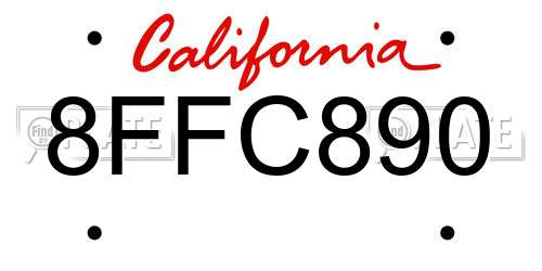 8FFC890 California License Plate
