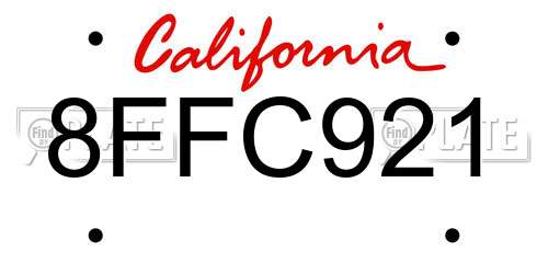 8FFC921 California License Plate