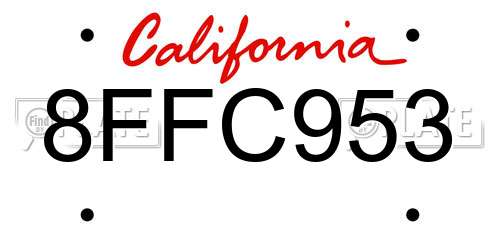 8FFC953 California License Plate