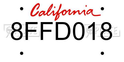 8FFD018 California License Plate