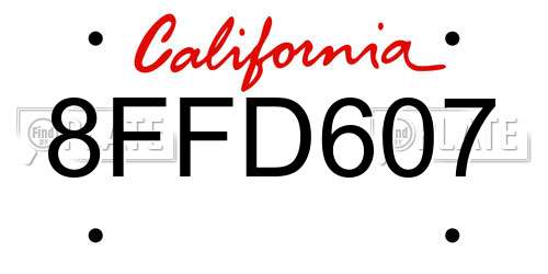 8FFD607 California License Plate