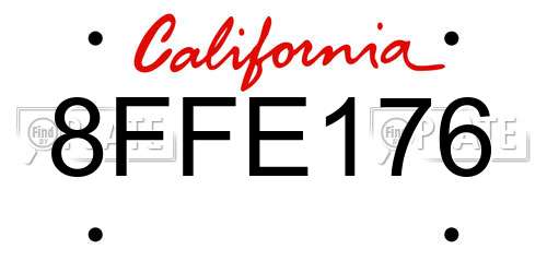 8FFE176 California License Plate