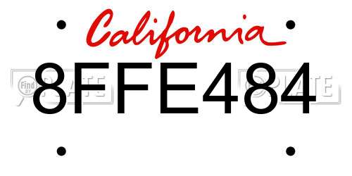 8FFE484 California License Plate