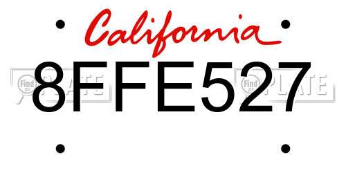 8FFE527 California License Plate