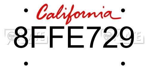 8FFE729 California License Plate