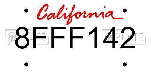 8FFF142 California License Plate