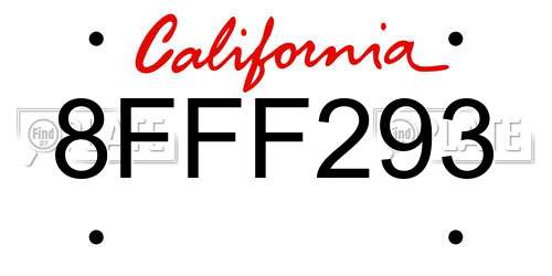 8FFF293 California License Plate