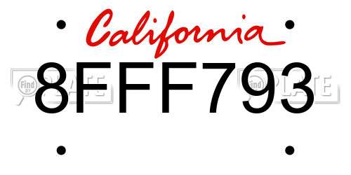 8FFF793 California License Plate