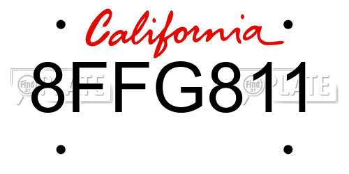 8FFG811 California License Plate