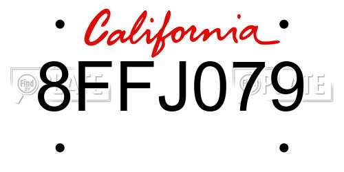 8FFJ079 California License Plate