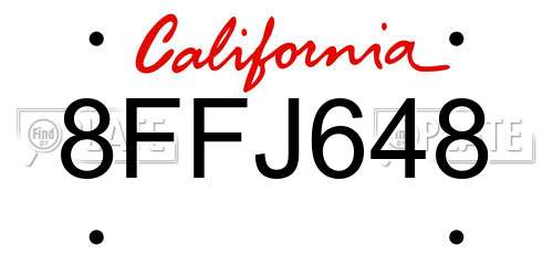 8FFJ648 California License Plate