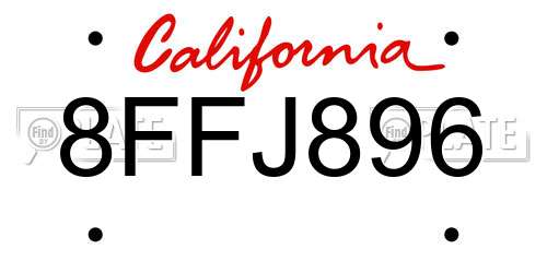 8FFJ896 California License Plate