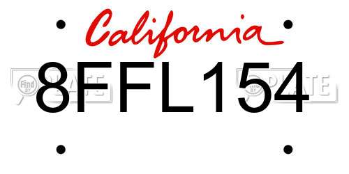 8FFL154 California License Plate