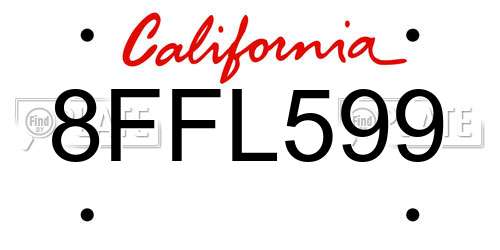 8FFL599 California License Plate