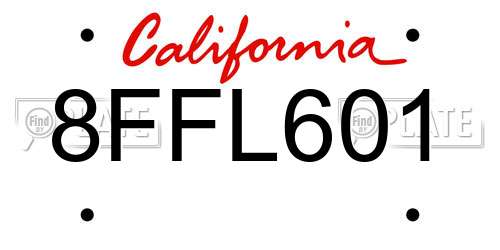 8FFL601 California License Plate