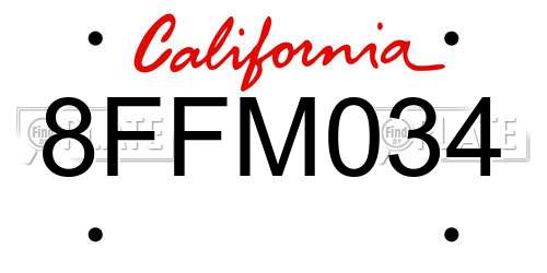 8FFM034 California License Plate