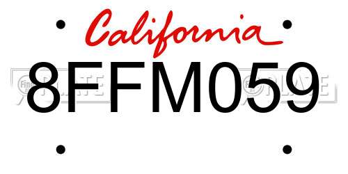 8FFM059 California License Plate