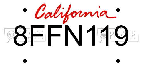 8FFN119 California License Plate