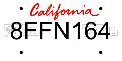 8FFN164 California License Plate