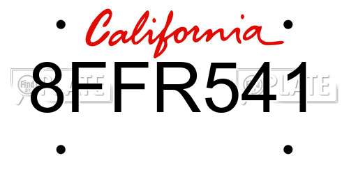 8FFR541 California License Plate