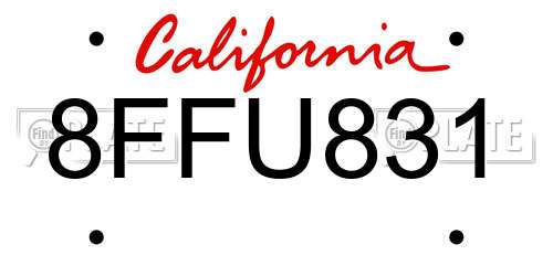 8FFU831 California License Plate