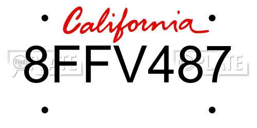 8FFV487 California License Plate