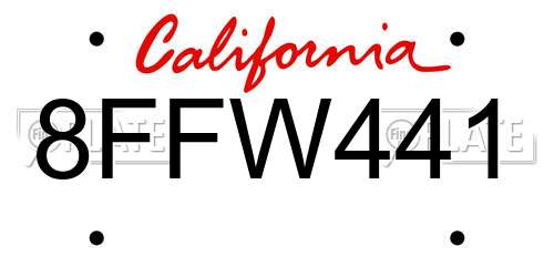 8FFW441 California License Plate