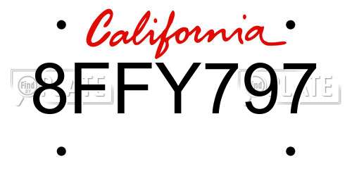 8FFY797 California License Plate
