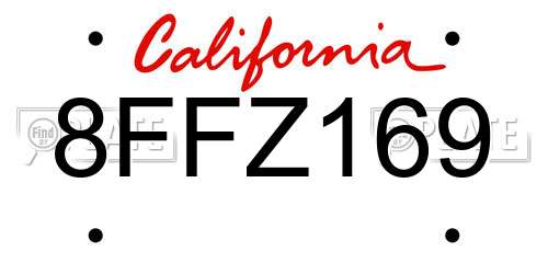 8FFZ169 California License Plate