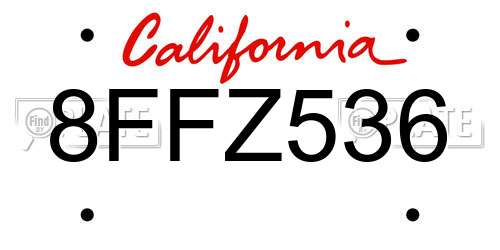 8FFZ536 California License Plate