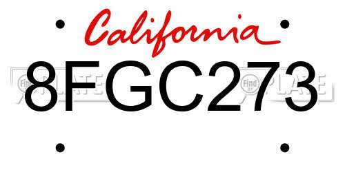 8FGC273 California License Plate
